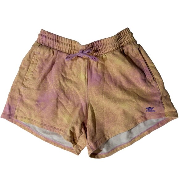 Adidas Pants - Adidas Originals Tie Dye Fleece Shorts Women’s Large Pink Yellow Trefoil HL6609